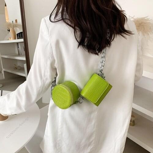 Stone Pattern Small PU Leather Round+Flap Crossbody Bag 2021 Summer Luxury Brand Chain Shoulder Handbags And Purses