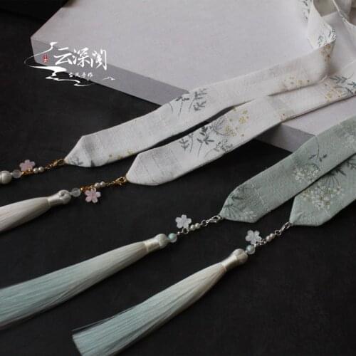 Small Floral Double Color Chinese Clothing Tassels Hair Band Antique Style Headdress Chinese Clothing Hair Accessories