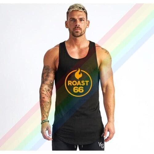 Route 66 Roast The Flame Logo Comfortable Bodybuilding Tank Tops For Men Summer Gym Clothing Customized Vest Shirts