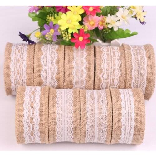 Burlap Roll Lace DIY Christmas Ribbon Handmade Christmas Wedding Crafts Lace Linen Style Christmas Decorations