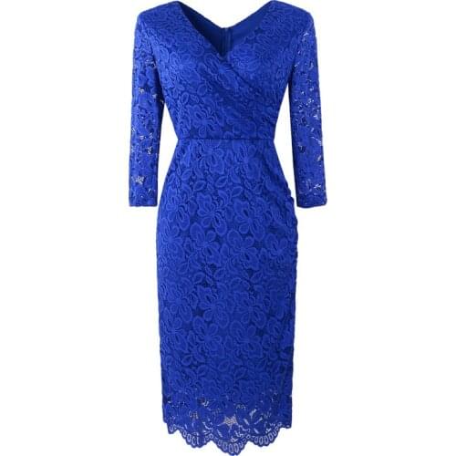 2020 Spring new cross V-neck hand cut lace Pencil Dress
