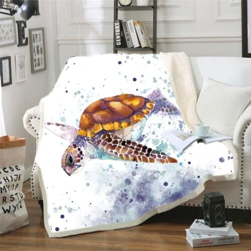 Hoodie Blanket Plush Throw Blanket 3D Sea turtle Printed Sherpa Fleece Microfiber Throw Blanket 2019 Drop Shipping