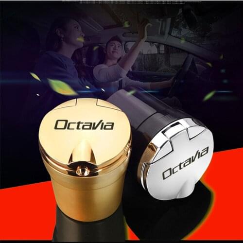 For Skoda OCTAVIA 2 3 A7 VRS MK2 MK3 a5 accessories Car Ashtray LED Light Ashtray Ashtray Decoration Pattern customization