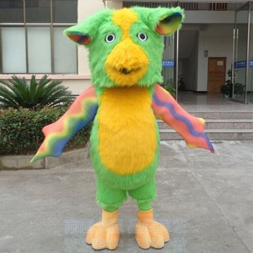 Plush Monster Mascot Costume Cosplay Performance Costume Walking Props Clothes Green Hair Monster Cartoon Doll Costume Doll