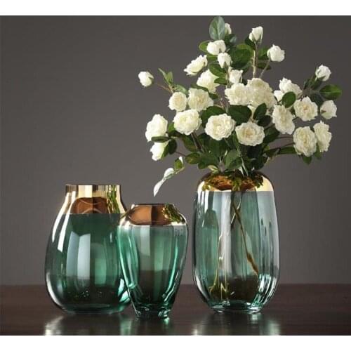 Transparent Glass Vase Modern Flower Pot Living Room Bedroom Shop Tabletop Vase Wedding Centerpieces Home Decoration Accessories