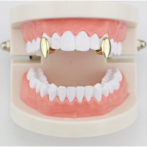 1pc Vampire Fang Canine Tooth Grills Gold Silver Color Teeth Grillz Cosplay Party Teeth Caps Hip Hop Rapper Body Jewelry