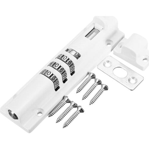 RISE-Horizontal Horizontal Door Bolt Lock Sliding Combination Code Can Be Reset for Gate Garage Cabinet White