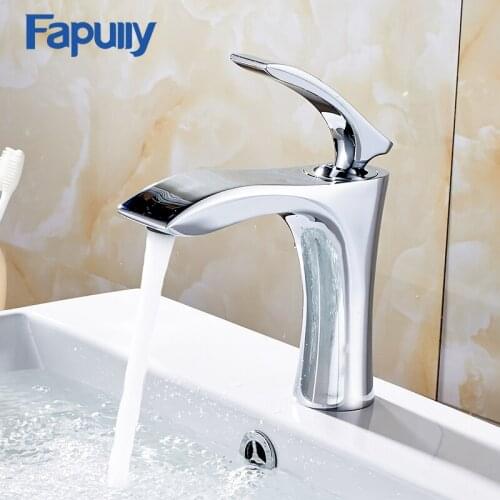 Fapully Chrome Mini Basin Faucet Deck Mounted Chrome Single Handle Bathroom Faucet Cold Hot Water Mixer 661-11C