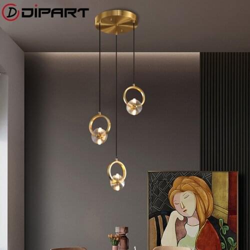 Modern Led Pendant Lights Copper Hanging Lamp Crystal Dining room Light Nordic Pendant Lamp For Bedroom Kitchen suspension
