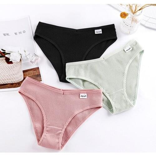 3Pcs Womens Panties Cotton Underwear Seamless Sexy V Waist Briefs Girl Low-Rise Soft Panty Women Underpants Female Lingerie New