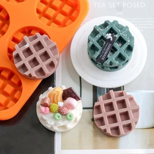 Creative 3D Waffle Shape Candle Silicone Cake Mold Fun DIY Soap Baking Cake Mold Pudding Jello Dessert Kitchenware Tools