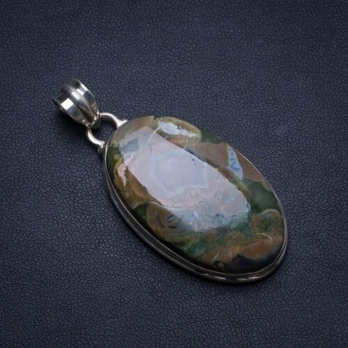 Natural Ocean Jasper Handmade Unique 925 Sterling Silver Pendant 2 1/4" U0388