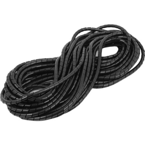 UXCELL 15.5M Length 8mm Diameter Computer TV Plastic Cable Wire Manager Spiral Wrap Band Black