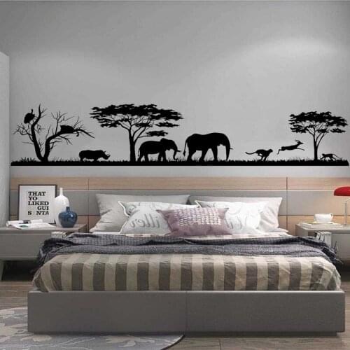 Wildlife Landscape Vinyl Wall Stickers Africa Zoo Nature African Tribe Family Bedroom Kids Room Decoration Mural Kids Gifts