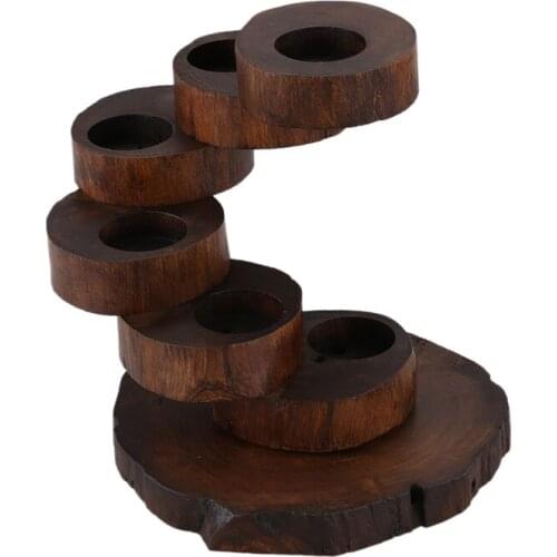 Retro Creative Candlestick Wooden Restaurant Romantic Candlestick Valentine Portavelas Madera Home Decorations DD60ZT