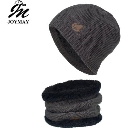Joymay New arrival Winter Beanies Hat Unisex leaves Warm Soft Skullies Knitting Hats Neck warmer Scarf set For Men Women WM119