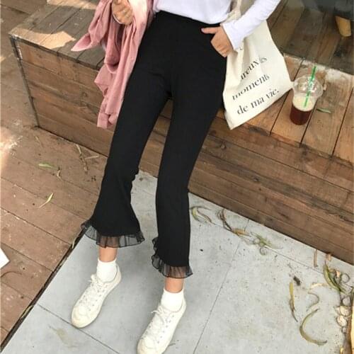 Women All-match Trendy Black Slim Elegant Student New Trouser Harajuku Soft Solid Leisure Ankle-Length Pants Female Korean Style