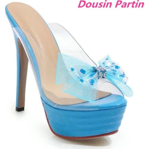 Dousin Partin Party Shoes Platform Sexy Women Sandals Platform Peep Toe All Match Thin High Heel Peep Toe Ladies Sandals