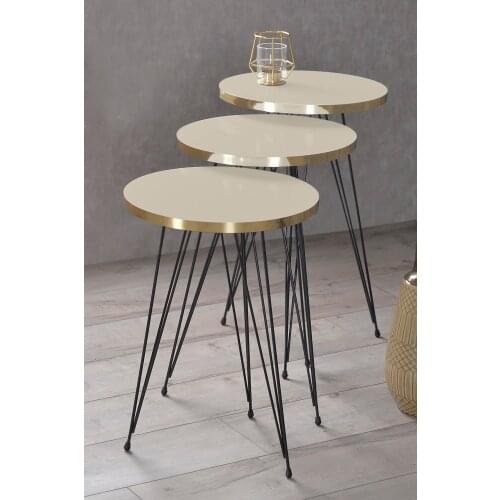 Zigon Coffee Table Black Wire Foot Gold Cream