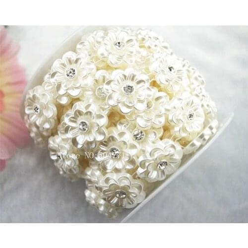 1 Yard 24mm Ivory Pearl And Rhinestone Chain Trims Sewing Costume Applique LZ74