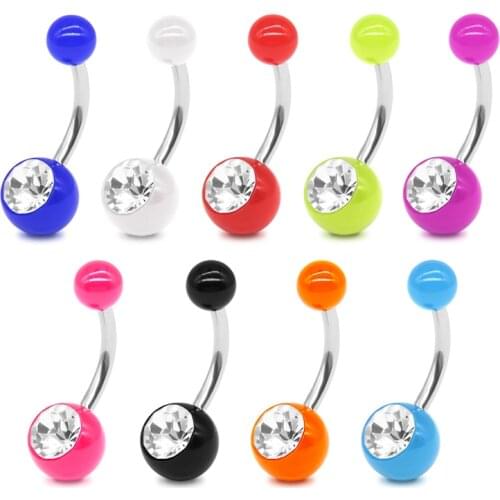 14G Acrylic Belly Ring Colorful 10mm Bar Plastic Navel Rings Button Piercing Jewelry
