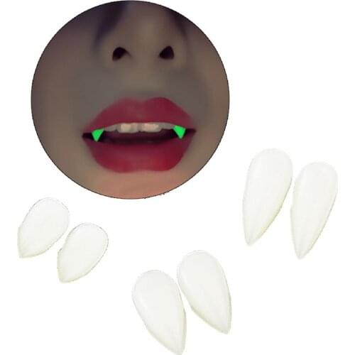 2Pcs/Set Fake Luminous Vampire Teeth Fangs Dentures Halloween Cosplay Party Favors