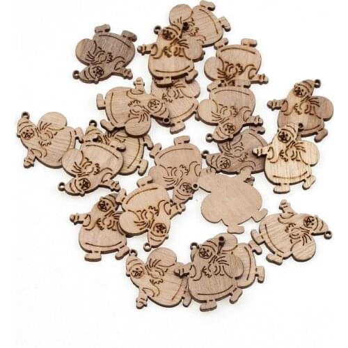 20pcs Santa Claus Wooden Slice Scrapbooking Embellishments DIY Craft Xmas Home Decor Handmade Christmas Tree 28x30mm