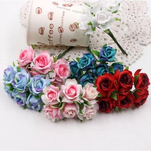 6pcs/lot Mini Rose Artificial Flower Silk Flower Simulation Diy Flower Ball Garland Headdress Wedding Decoration Bridal Flowers