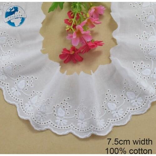 7.5cm wide 100% Cotton embroid lace sewing ribbon guipure trim wedding lace DIY Garment Accessories african doll lace edge#3991