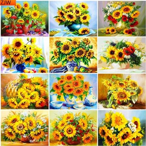 5D DIY Diamond Painting Sunflower Full Square Diamond Embroidery Flower Cross Stitch Kit Rhinestones Mosaic Home Decor