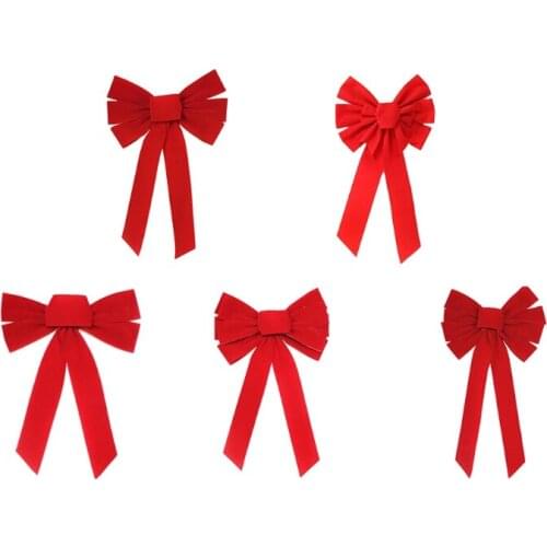 Red Bow Velvet Christmas Bows Hanging Holiday Xmas Bows for Christmas Wreaths De