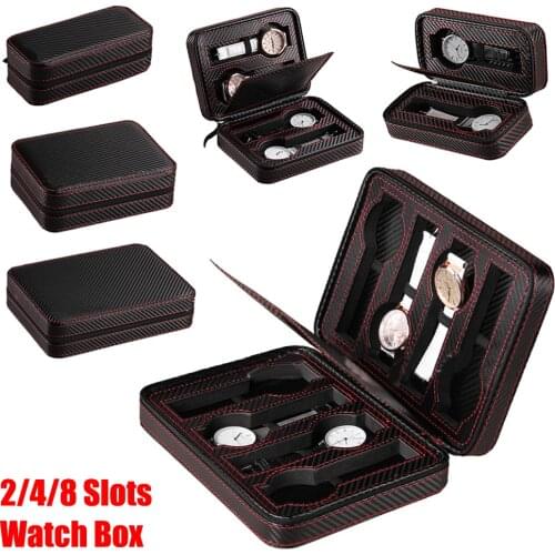 2/4/8 Slot PU Leather Watch Box Portable Travel Watch Storage Case For Men Women Watch Display Jewelry Organizer Case Gift