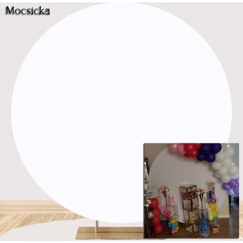 Pure White Round Backdrop Solid Color Circle Cover Birthday Party Background Decoration Wedding Photocall Baby Shower Photoshoot