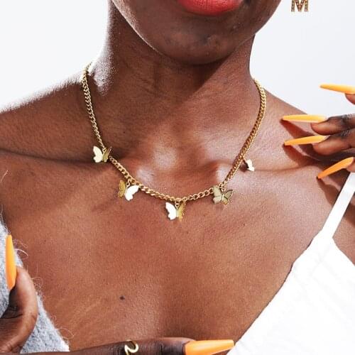Cute Butterfly Choker Necklace For Women Gold stainless steel Clavicle Chain Fashion Choker Necklace Romantic Gift Collar female
