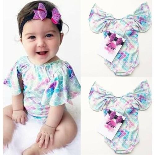 Hot Kid Baby Girls Mermaid Bikini Set One-Piece Scale Print Swimwear Bow Beach Swimsuit Bathing Suit Costume