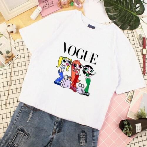 New couple T-shirt Korean version of INS candy color Kawaii Buttercup Power puff sweet college style short short-sleeved T-shirt