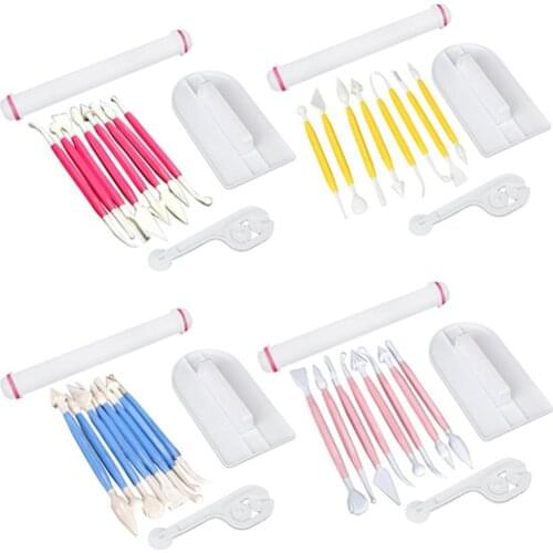11pcs/set Icing Cake Smoother Fondant Cutter Embosser Rolling Pin Modeling Tool Kit Accessories for Baking equipment Tools set