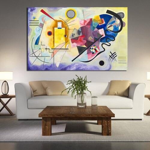 JQHYART Yellow Red Blue Abstract Paintings For Living Room Wall Paintings On Canvas Oil Painting Wall Painting No Frame
