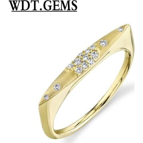 10K Yellow Gold Diamond Flat Top Ring Statement Womens Cocktail Round Natural