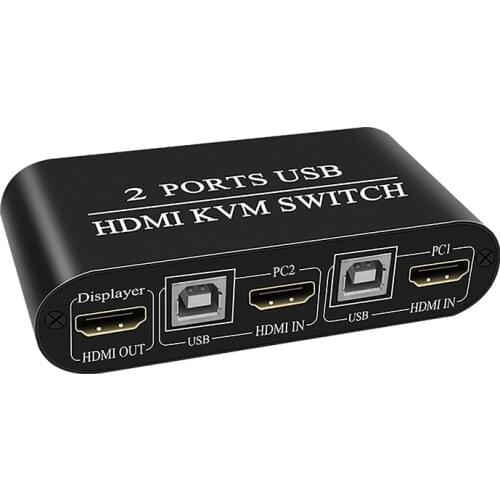 4K HD KVM Switch 2 In 1 Out 3 USB Port HDMI1.4 KVM Switcher Splitter for Keyboard Mouse Printer Monitor For 2 PC Sharing