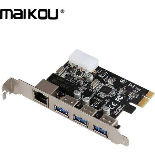 Maikou multi-function 1 port RJ45 network connection and 3 port USB3.0 PCIe riser card