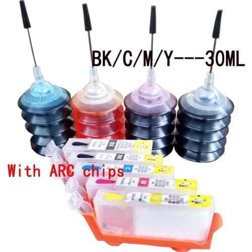 5x Refillable PGI 520 CLI 521 ink cartridge for CANON IP3600 IP3680 IP4600 IP4680 IP4760 printer, with 120ML Dye inks