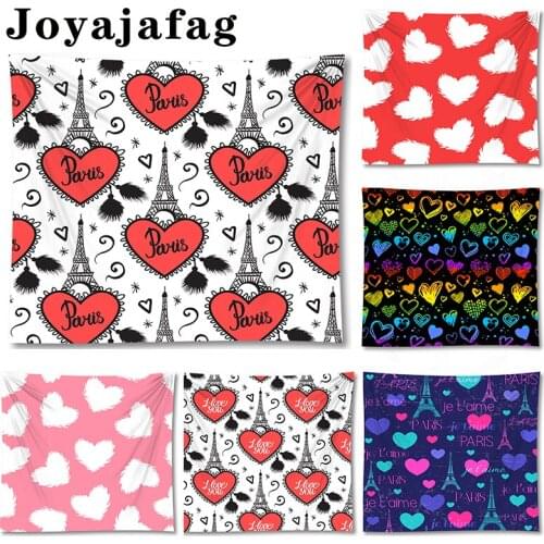 Cartoon Love Heart Tapestry Wall Hang Background For Bedroom Living Room Large Size Table Cover