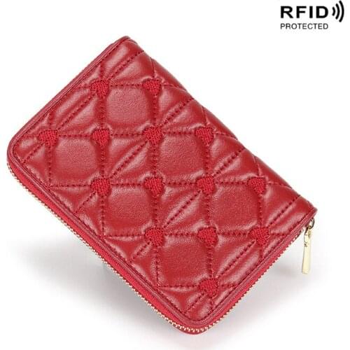 Sheepskin Organ Womens Novely Wallet Passport BagRFID Anti-Theft Brush Korean Leather Multi-Function Purses Creditb Card Holder