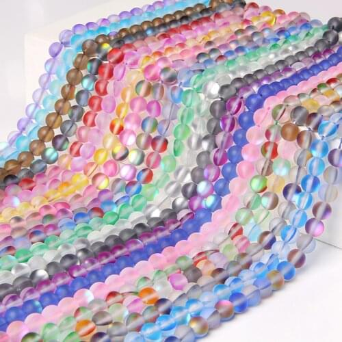 Wholesale 6/8/10 mm Matte Moonstone Colorful Glass Strand Beads For DIY Making Jewelry Decoration Bracelets Necklace Earrings