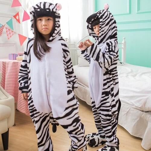 Creative zebra Cartoon Design Animal Cosplay Pajamas Kids Boys Girls Flannel Sleepers Female Male Pijamas pyjamas Hooded Style