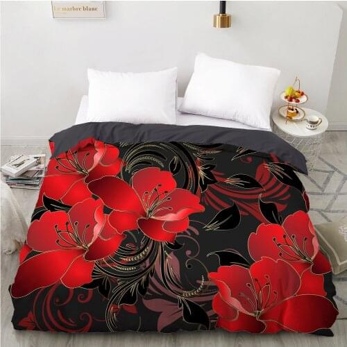 3D Duvet cover Quilt/Blanket/Comfortable Case Luxury Bedding 135 140x200 150x200 220x240 200x220 for Home Wedding Flower black