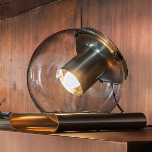 Nordic Transparent Post-modern Round Ball Metal Glass Desk Lights Led Industrial Lamp Study Reading Living Room Bedroom Bedside