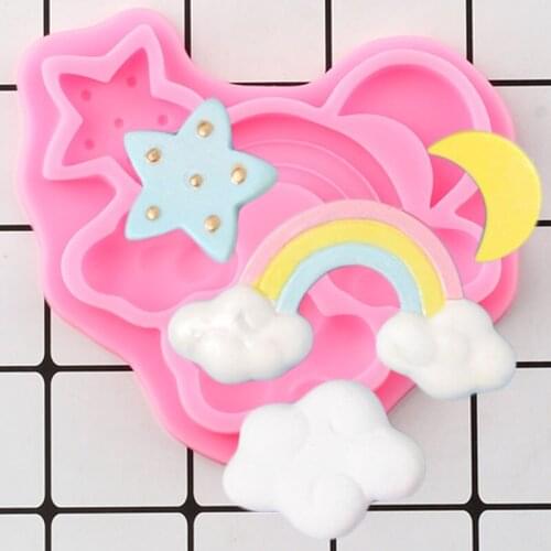 Rainbow Coulds Silicone Molds Star Moon Shape Chocolate Mold Baby Birthday Fondant Cake Decorating Tools Candy Resin Clay Moulds