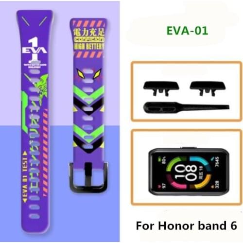 Evangelion EVA 01 02 Silicone Band Straps For Huawei Band 6 Smart Wristband Bracelet Replacement Watch Strap For Honor Band 6